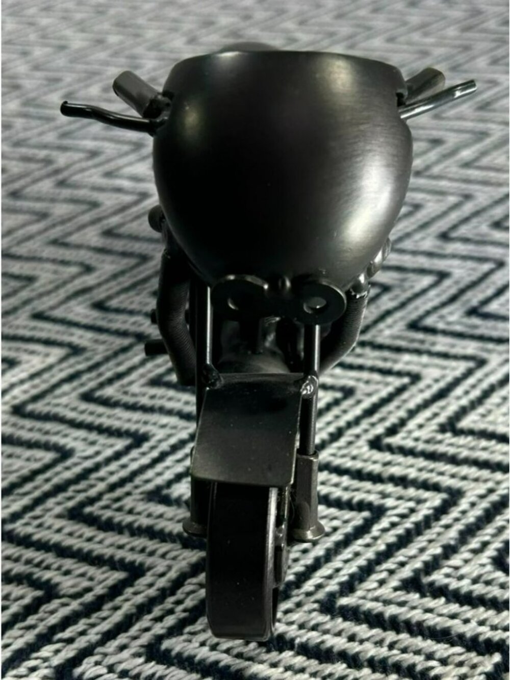 Unique Scrap Metal Black Motorcycle Miniature Desk Decor Model - Picture 7 of 7